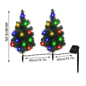 2pcs 29In Solar Lawn Lamp, Garden Solar Light Tree, Outdoor Christmas Grass Cypress Tree Garden Light Decorations