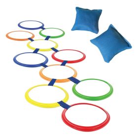 Hopscotch Rings Play Set for Kids â€“ 10 Interlocking Rings, 2 Bean Bags, Indoor Outdoor Active Game, Ages 3+