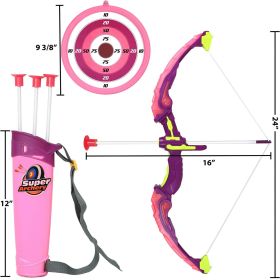 Light-Up Bow and Arrow Archery Toy Set for Girls â€“ Outdoor Sport Set with Target, 3 Suction Arrows, Quiver â€“ Indoor/Outdoor Play