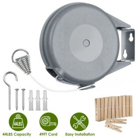 Retractable Clothesline Outdoor- Portable Heavy Duty Indoor and Outdoor Washing Line - 49 Feet PVC Retracting Clothes Line with Wall Mount Hang The We