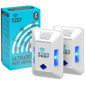 Ultrasonic Pest Control Repeller Plug in Electronic Insect Defender 2 Pack Roach Bed Bug Mouse Rodent Mosquito Killer Indoor Reject for Cockroach Ants
