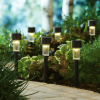 (10 pack) Solar Powered Black Classic Column LED Path Light and Landscape Light, 2 Lumens