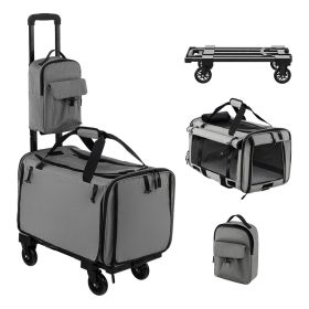 1PC Outdoor Rolling Cat Carrier with Litter Bag and Dual-use Pads