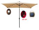 10 x 6.5t Rectangular Patio Solar LED Lighted Outdoor Market Umbrellas with Crank and Push Button Tilt for Garden Shade Swimming Poo