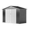 4.1 x 9.2 Ft. Outdoor Storage Shed, Garden Backyard Tool Shed with Lockable Doors, Vents, All-Weather Metal House, Gray and White