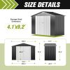 4.1 x 9.2 Ft. Outdoor Storage Shed, Garden Backyard Tool Shed with Lockable Doors, Vents, All-Weather Metal House, Gray and White