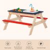 Kids Picnic Table Set with Sandbox and Kitchen Toys