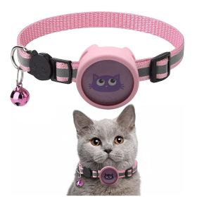 Pet Reflective Collar With Bell For AirTag (Type: Pet Supplies, Color: Pink)