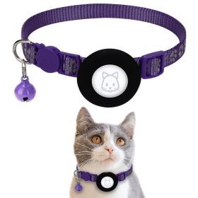 Pet Cat Reflective Collar With Bell For Airtag Tracker (Type: Pet Supplies, Color: Purple)