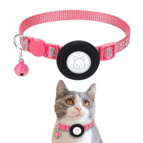 Pet Cat Reflective Collar With Bell For Airtag Tracker (Type: Pet Supplies, Color: Rose Red)