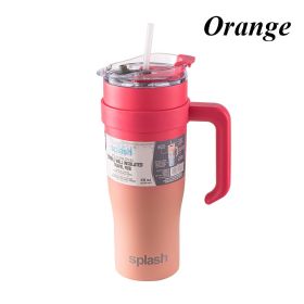 40oz Wall insulated Water Bottle, StainlessSteel Water Cup, For lce Water, lced Tea, CoffeeTo Keeps Drinks Cold, With Handle And StrawCover (58233C: 58233C-orange)