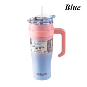 40oz Wall insulated Water Bottle, StainlessSteel Water Cup, For lce Water, lced Tea, CoffeeTo Keeps Drinks Cold, With Handle And StrawCover (58233C: 58233C-Blue)