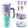 40oz Wall insulated Water Bottle, StainlessSteel Water Cup, For lce Water, lced Tea, CoffeeTo Keeps Drinks Cold, With Handle And StrawCover