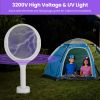 3 In 1 Electric Bug Zapper Racket 90ÂºRotating Bug Zapper Wand Indoor Outdoor Handheld Mosquito Swatter with Telescopic Extension Wand