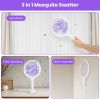 3 In 1 Electric Bug Zapper Racket 90ÂºRotating Bug Zapper Wand Indoor Outdoor Handheld Mosquito Swatter with Telescopic Extension Wand
